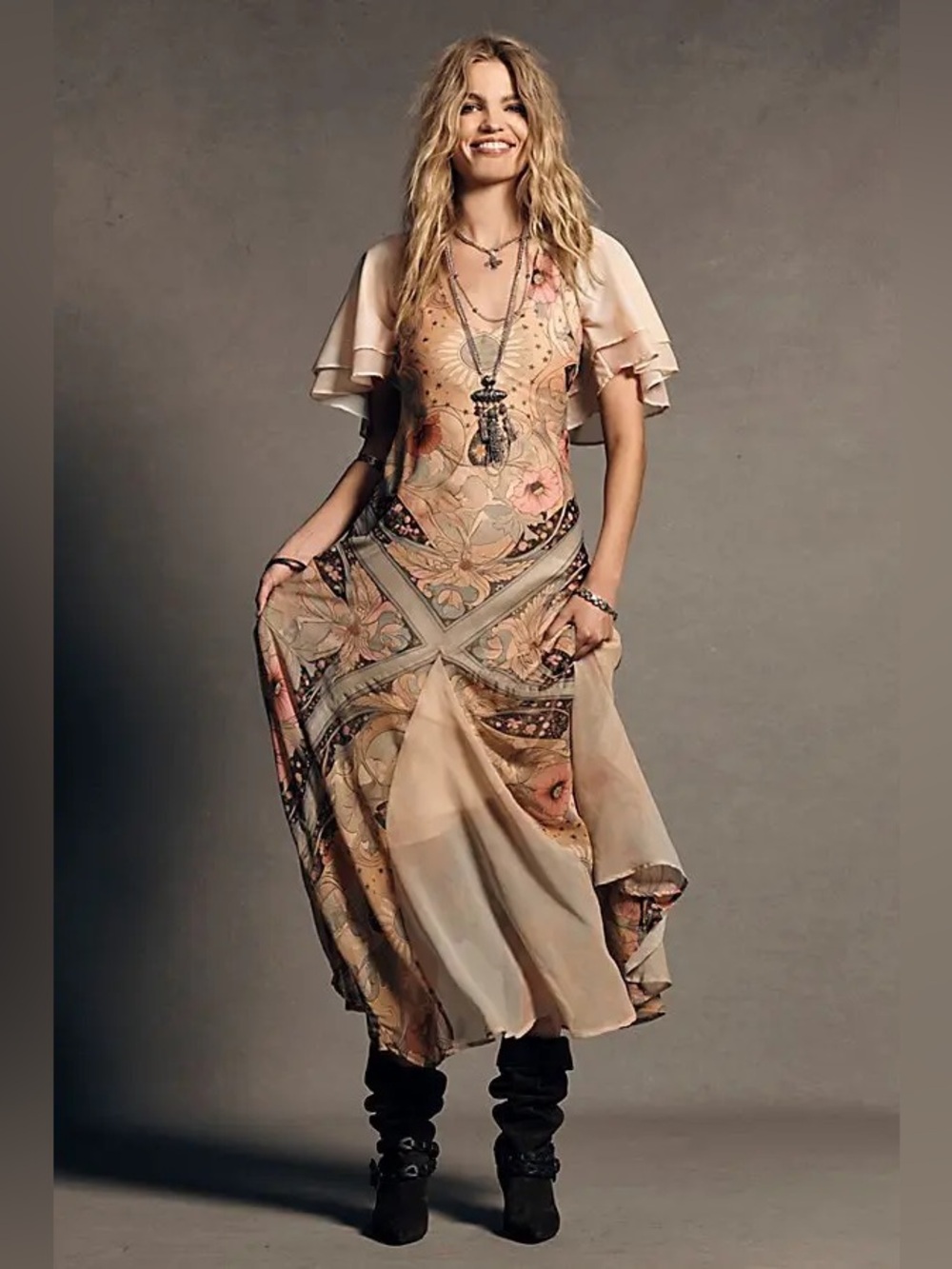 1048. FREE PEOPLE Celestial  Nights Maxi Dress in Fairy Combo Sz S NWOT $228 - Picture 7 of 12